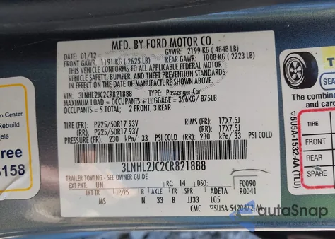 2012 Lincoln Mkz z USA, uszkodzony, nr VIN 3LNHL2JC2CR821888